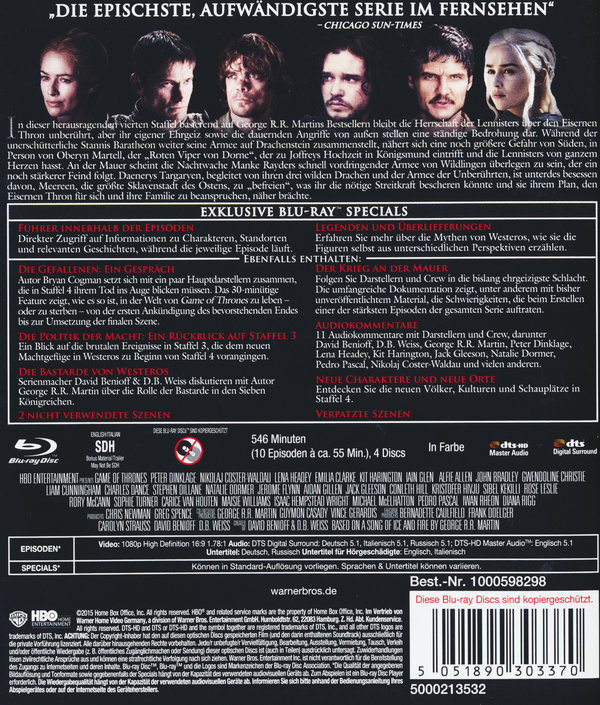 Game of Thrones - Die komplette vierte Staffel (blu-ray)