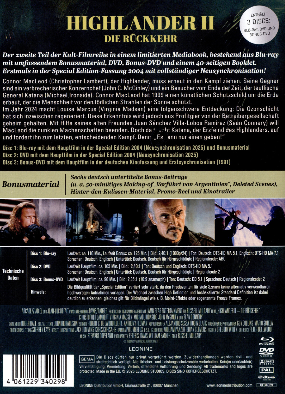Highlander 2 - Die Rückkehr - Uncut Mediabook Edition  (DVD+blu-ray)