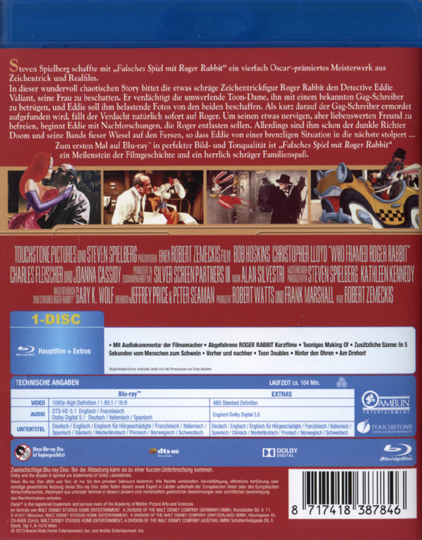 Falsches Spiel mit Roger Rabbit (blu-ray)