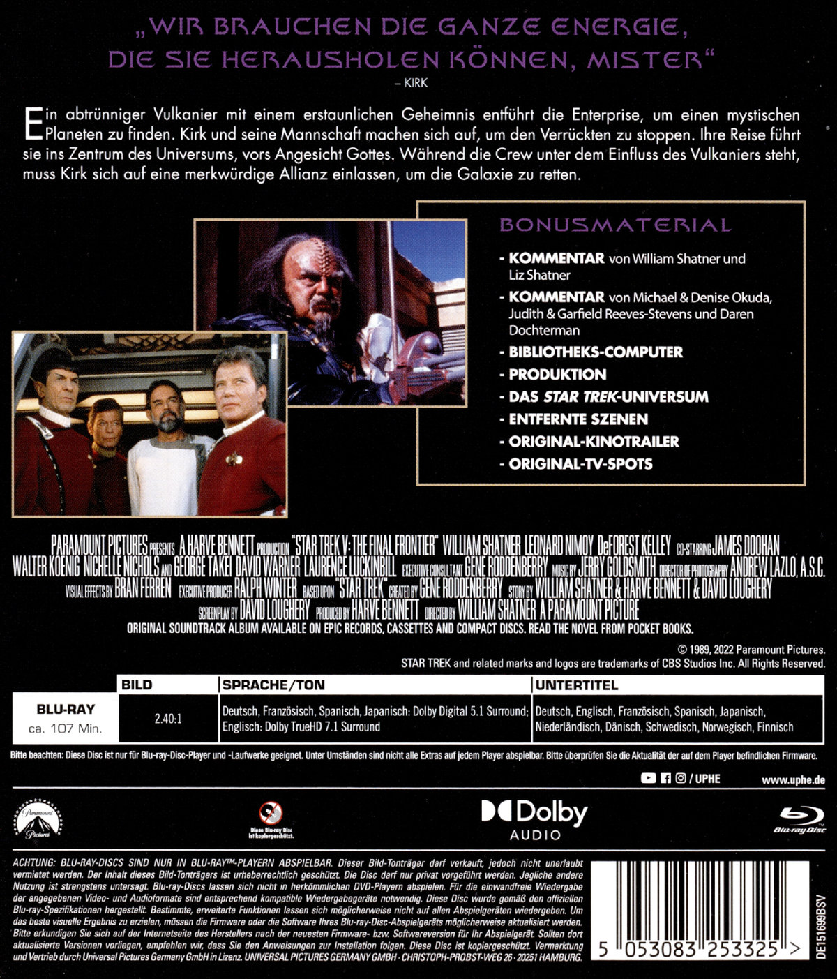 Star Trek 5 - Am Rande des Universums (blu-ray)