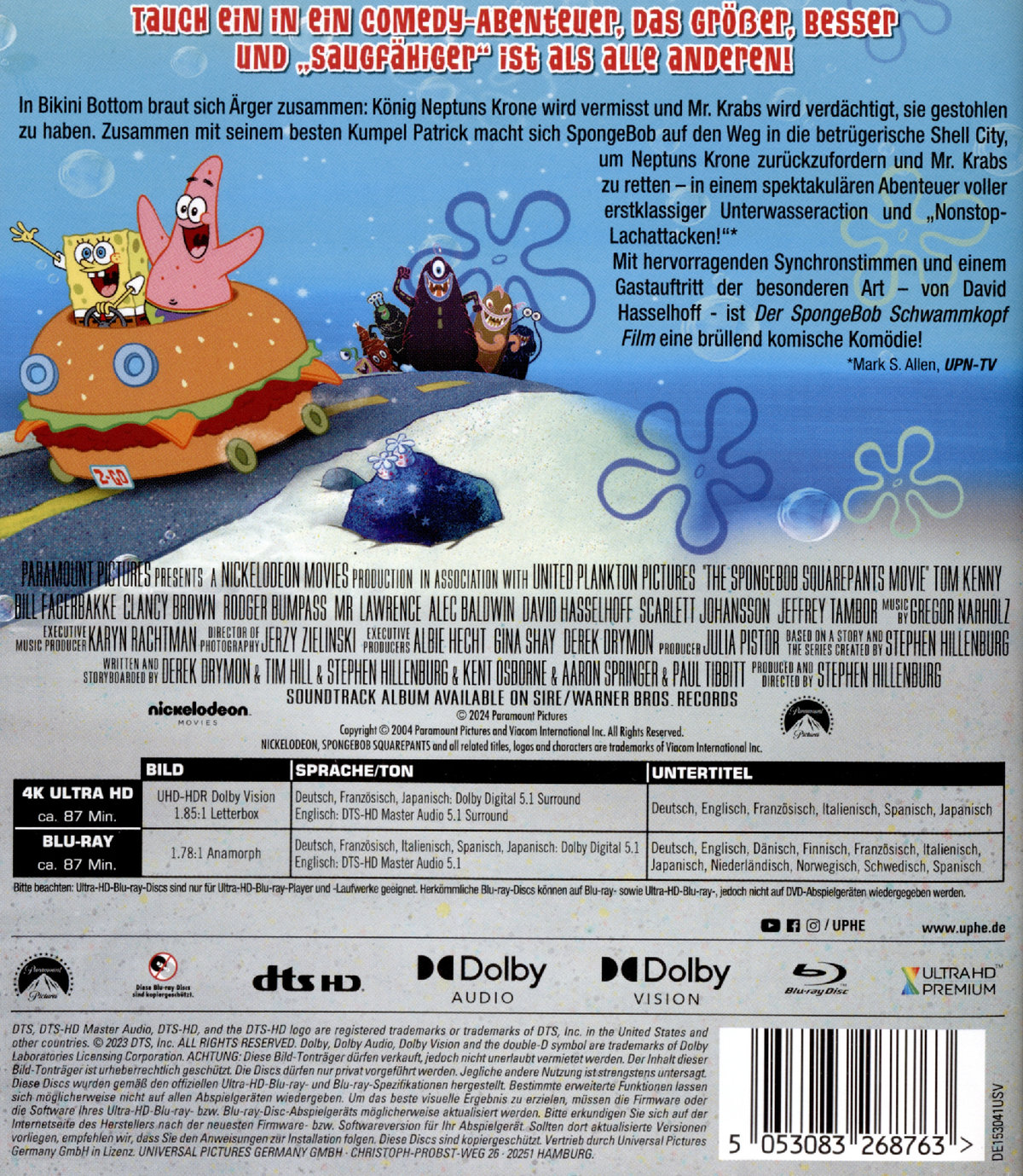 SpongeBob Schwammkopf - Der Film  (4K Ultra HD) 