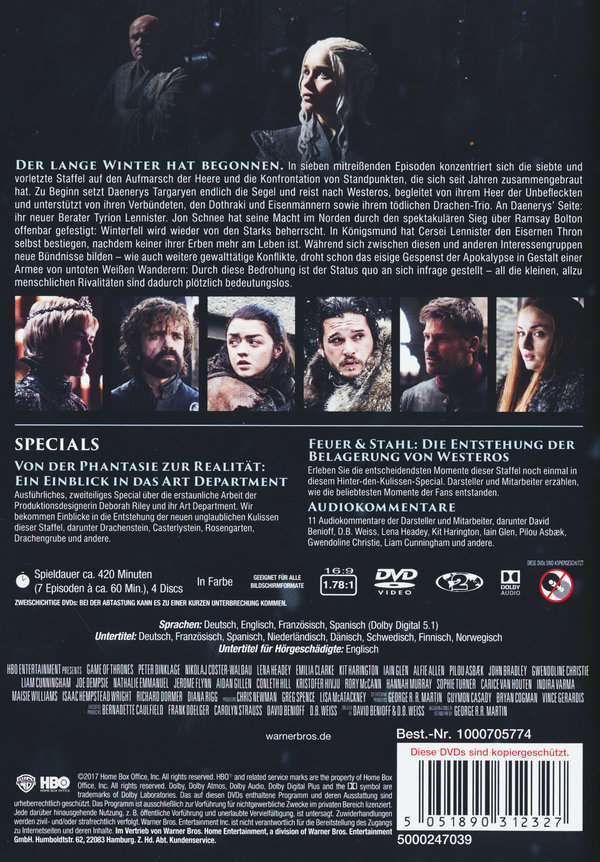 Game of Thrones - Staffel 7  (Repack) [4 DVDs]  (DVD)