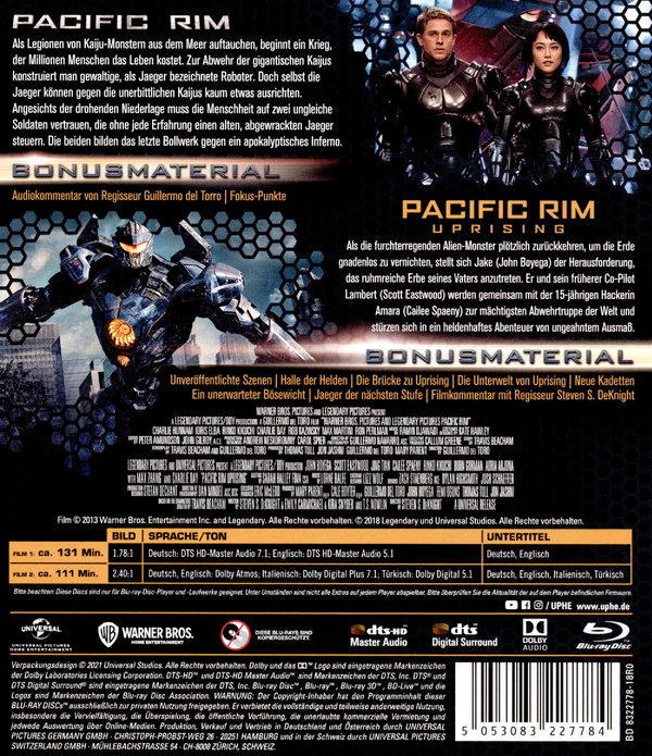 Pacific Rim & Pacific Rim: Uprising (blu-ray)