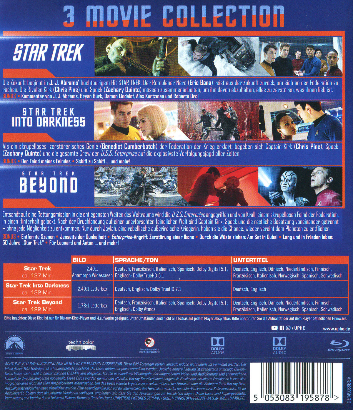 Star Trek - Three Movie Collection (blu-ray)