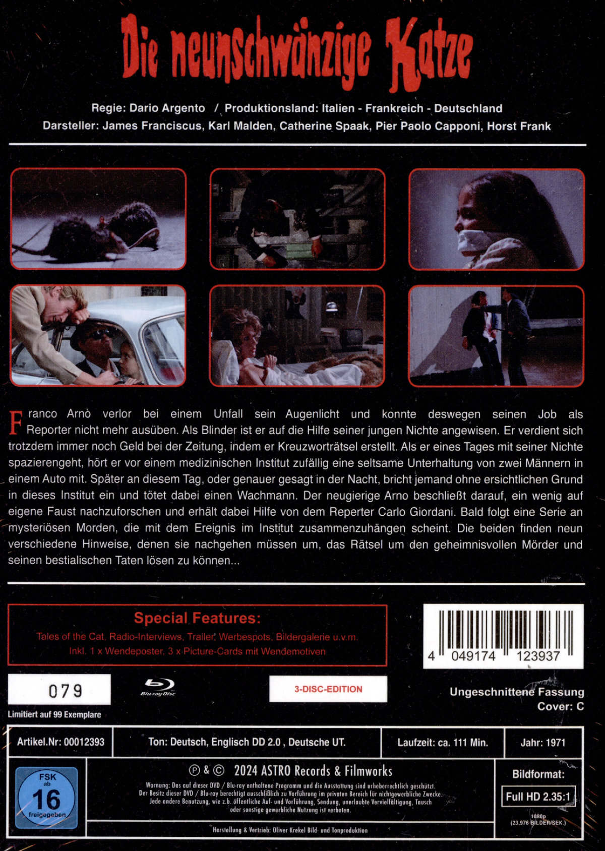 Neunschwänzige Katze, Die - Uncut Mediabook Edition  (DVD+blu-ray) (C)