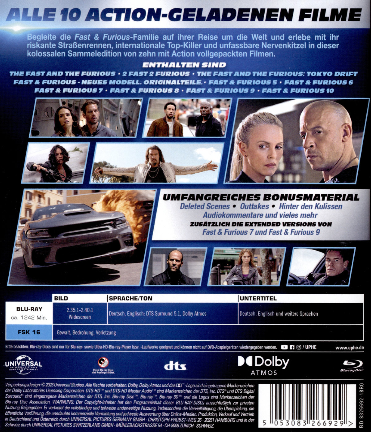 Fast & Furious - 10-Movie-Collection (blu-ray)