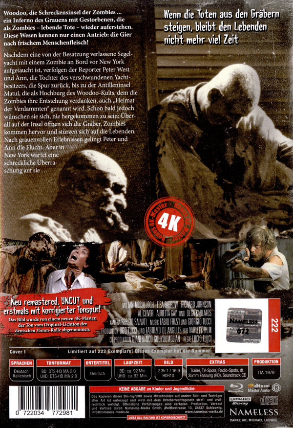 Woodoo - Die Schreckensinsel der Zombies - Uncut Mediabook Edition  (4K Ultra HD+blu-ray) (I)