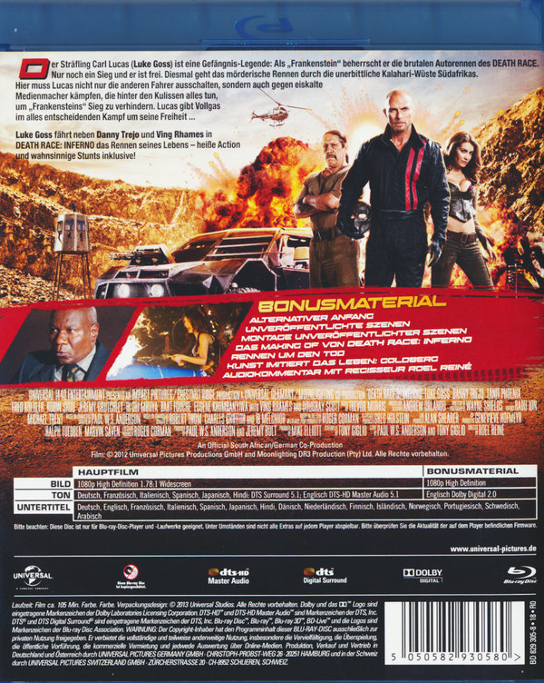 Death Race 3 - Inferno (blu-ray)