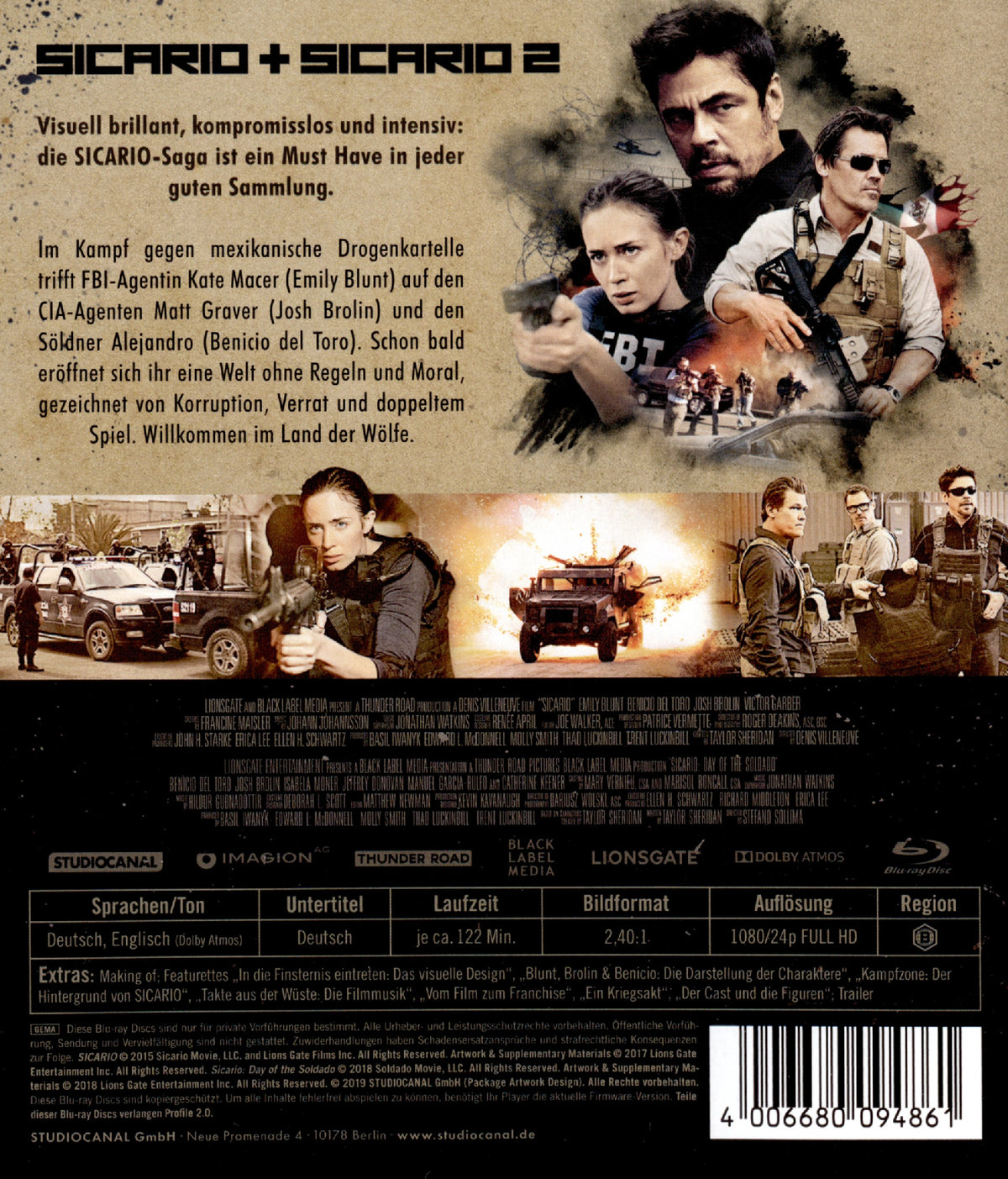 Sicario 1+2 (blu-ray)