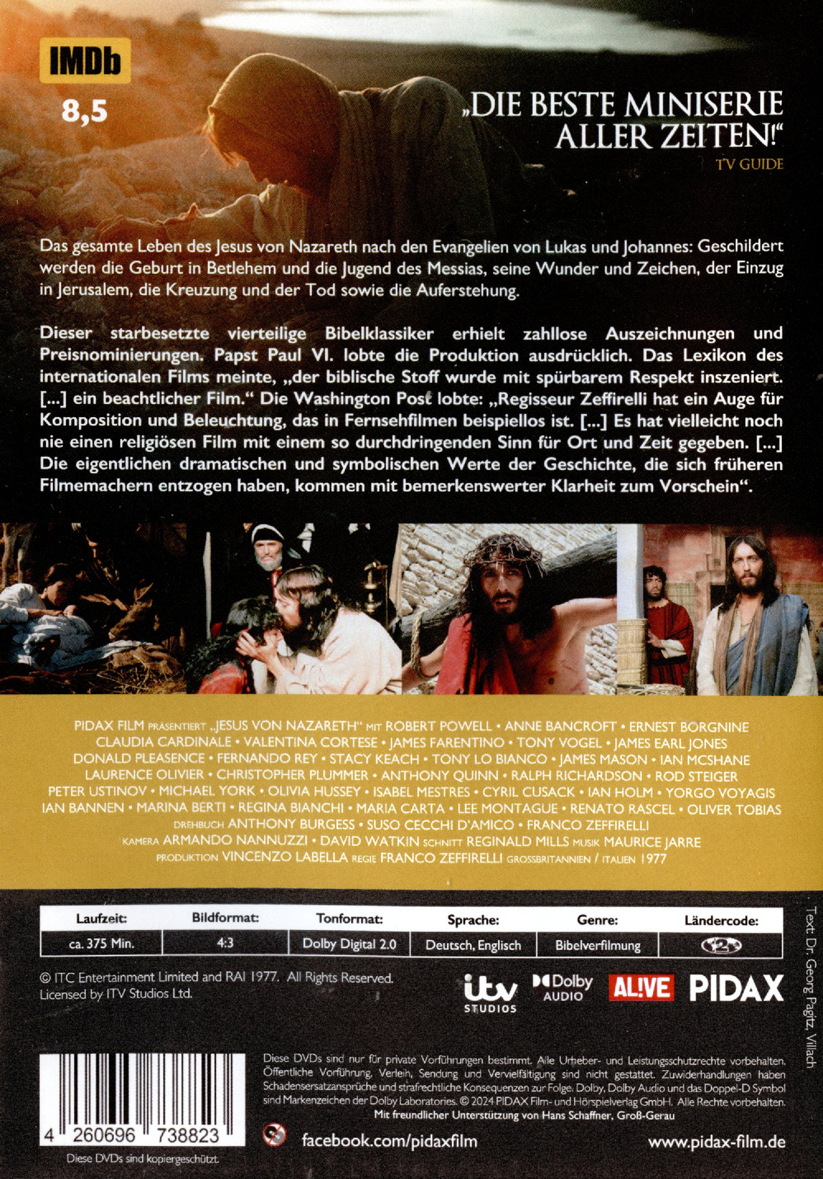 Jesus von Nazareth - Die Miniserie / Die komplette 4-teilige Miniserie mit Starbesetzung (Pidax Historien-Klassiker)  [2 DVDs]  (DVD)