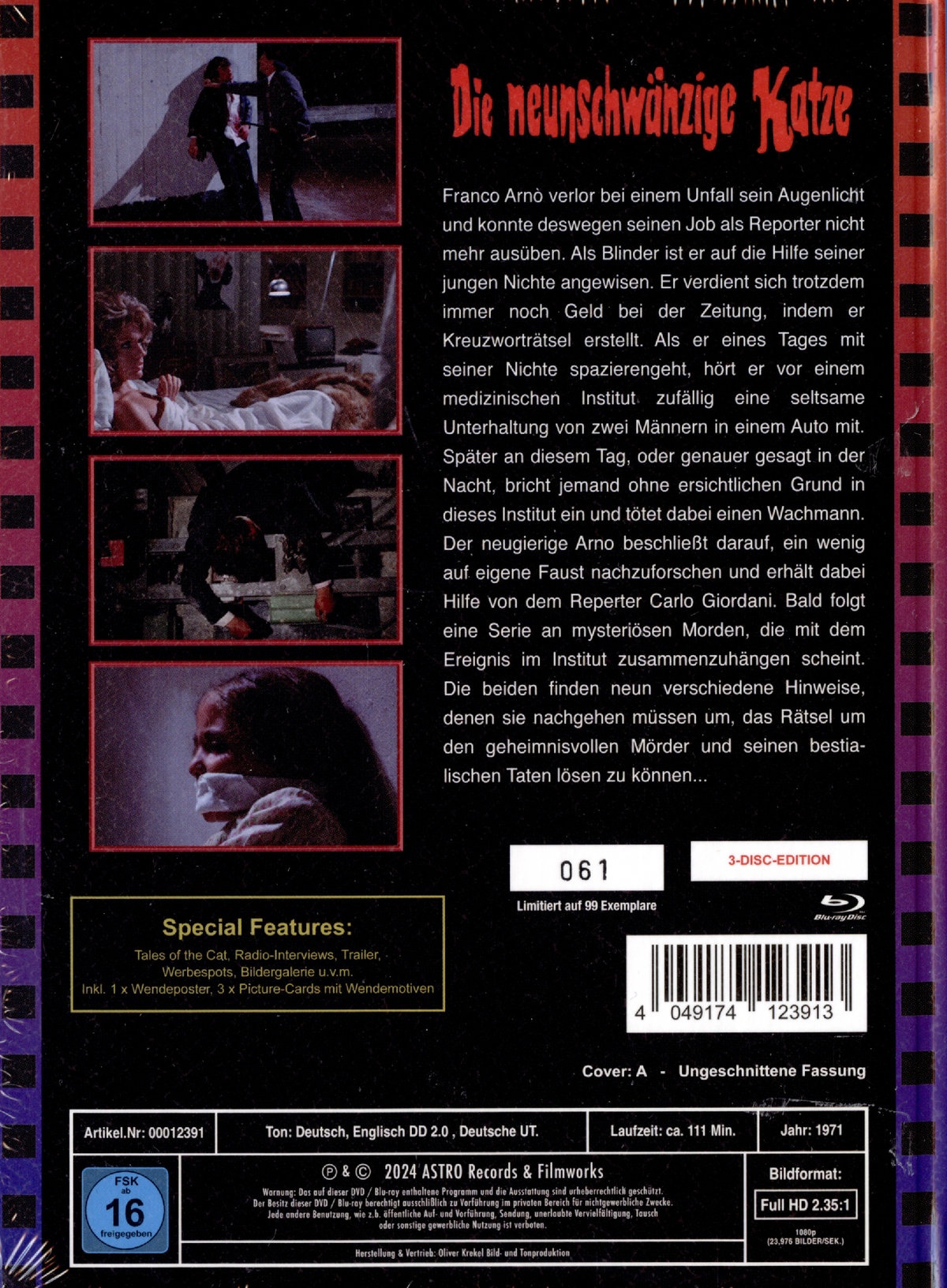 Neunschwänzige Katze, Die - Uncut Mediabook Edition  (DVD+blu-ray) (A)