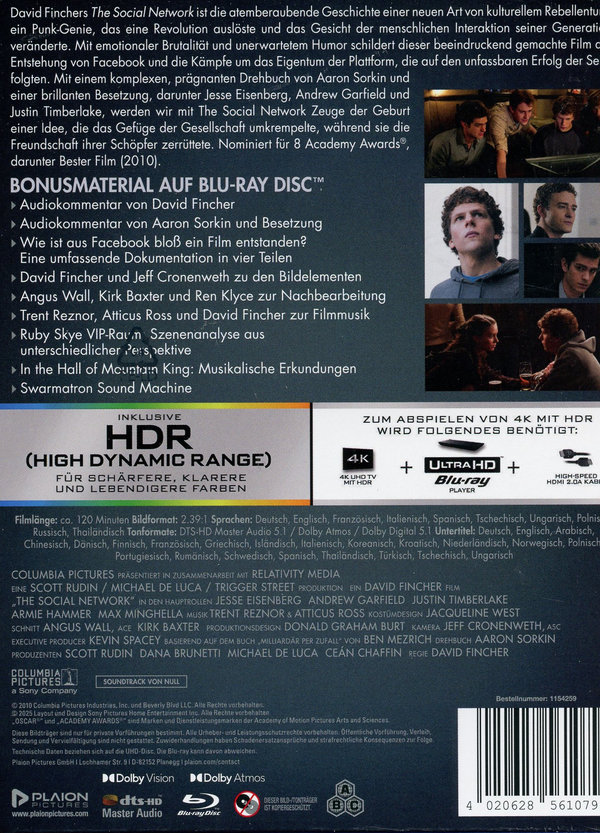The Social Network - Uncut Steelbook Edition  (4K Ultra HD+blu-ray)