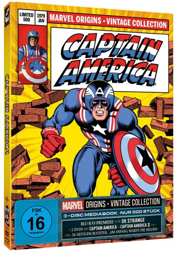 Marvel Origins - Captain America I+II + Dr. Strange - Uncut Mediabook Edition  (DVD+blu-ray) (B)