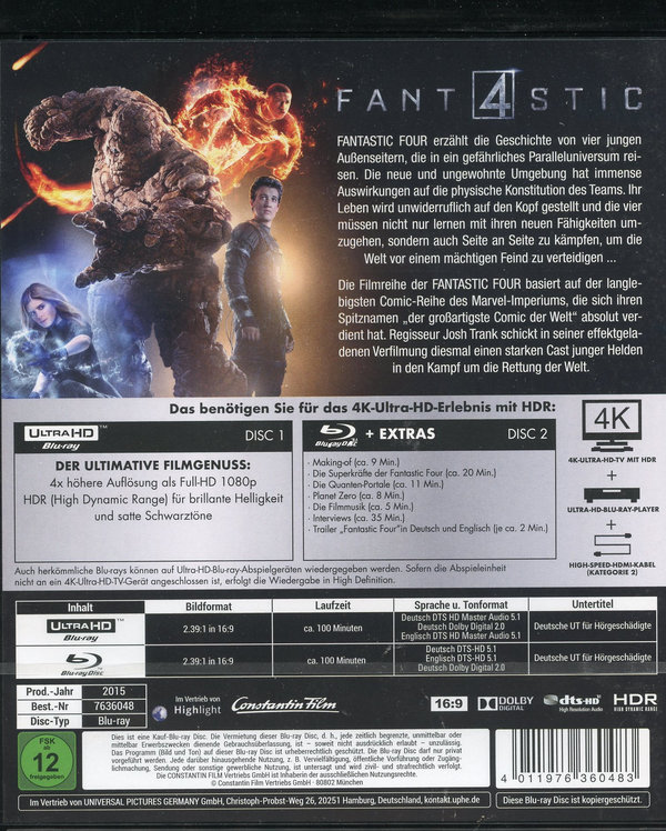 Fantastic Four  (4K Ultra HD) (+ Blu-ray)