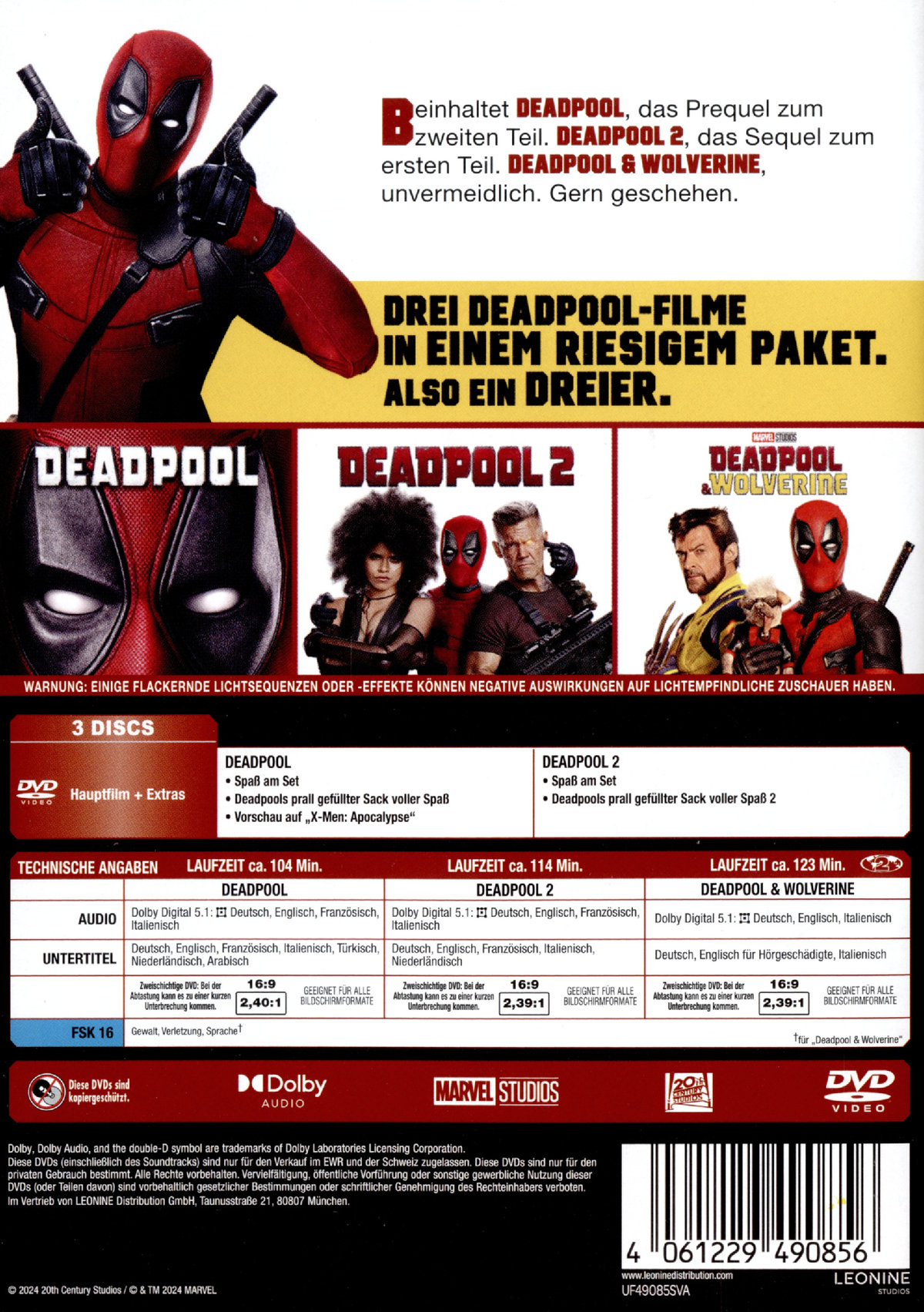 Deadpool - 3-Movie-Collection  [3 DVDs]  (DVD)