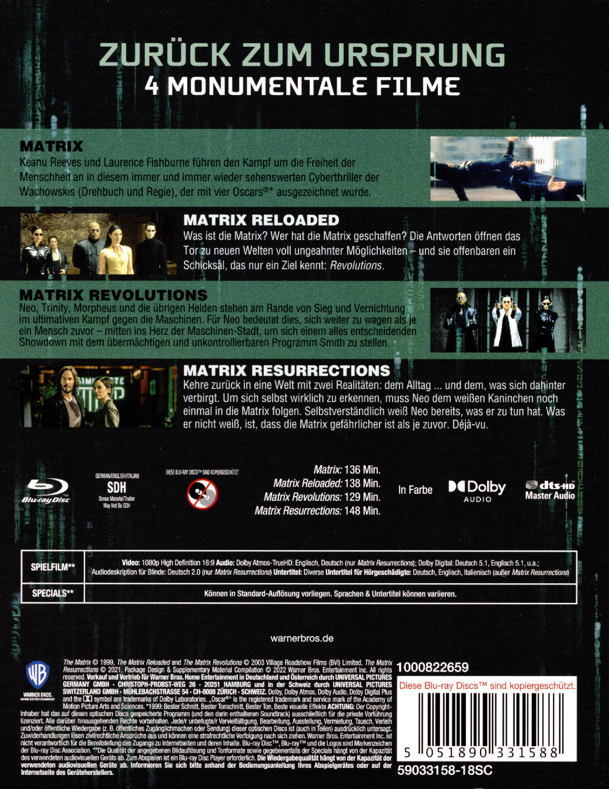 Matrix 4-Film Deja Vu Collection (blu-ray)