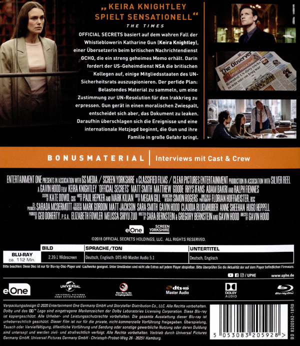 Official Secrets (blu-ray)