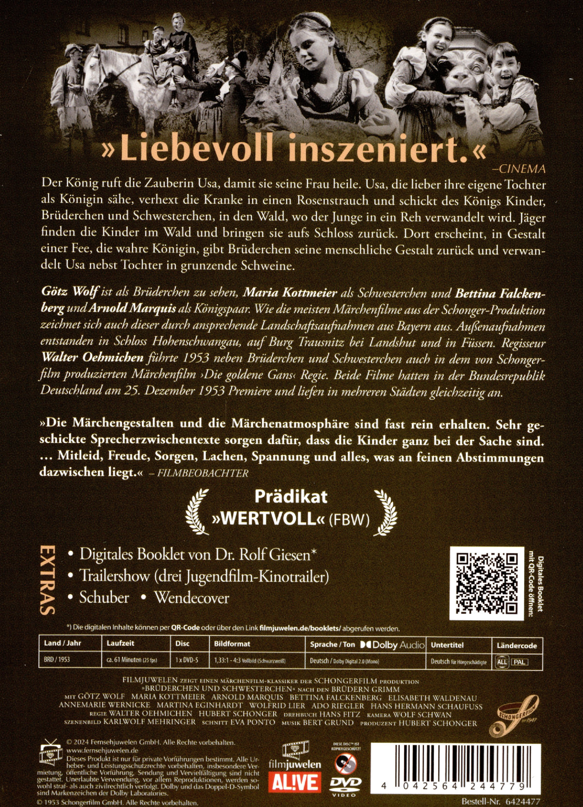 Brüderchen & Schwesterchen (1953) (Filmjuwelen / Schongerfilm-Märchen)  (DVD)