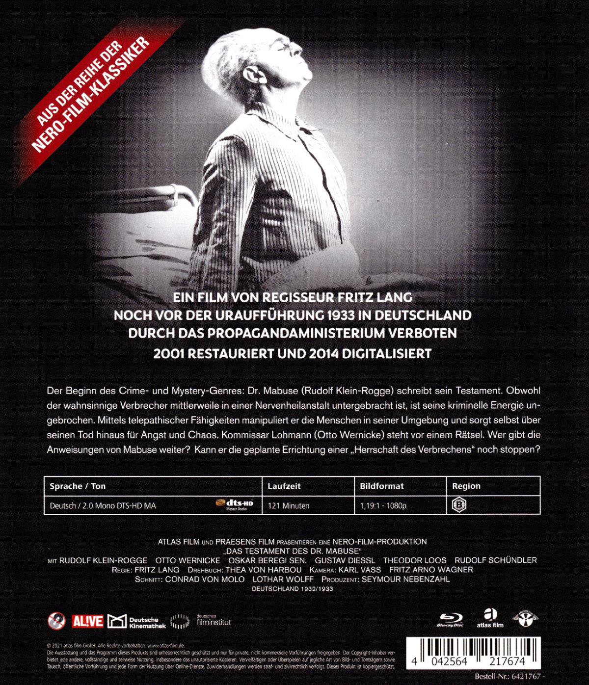 Testament des Dr. Mabuse, Das (blu-ray)