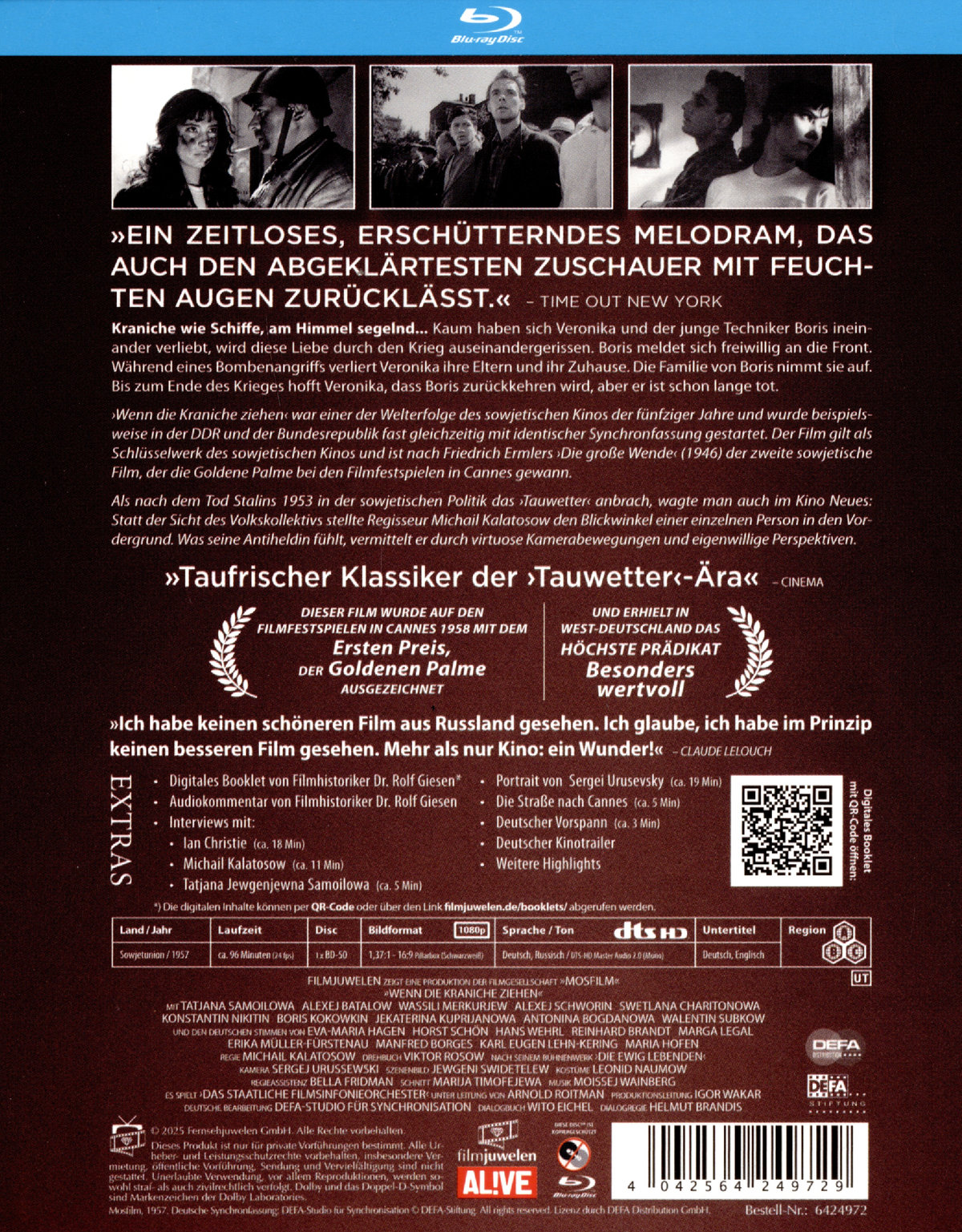 Wenn die Kraniche ziehen - Special Restored Edition (DEFA Filmjuwelen)  (Blu-ray Disc)