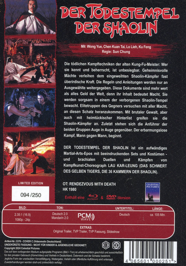 Der Todestempel der Shaolin - Uncut Mediabook Edition  (DVD+blu-ray) (C)