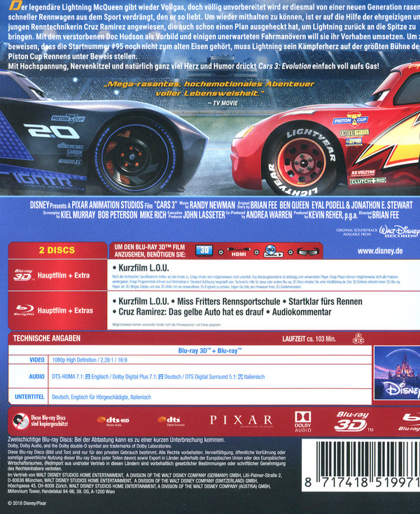 Cars 3: Evolution 3D (3D blu-ray)