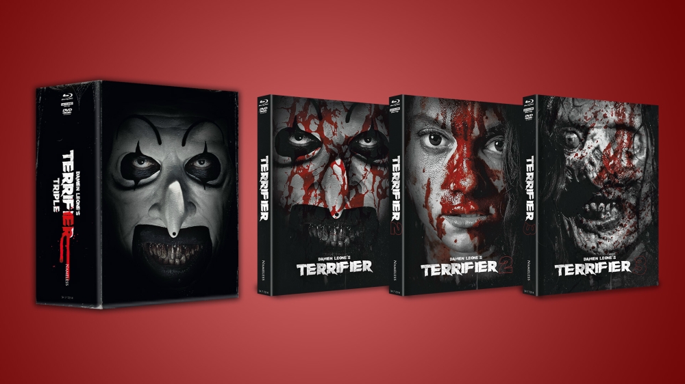 Terrifier 1-3 - Uncut Schuber Mediabook Edition  (4K Ultra HD+blu-ray+DVD)