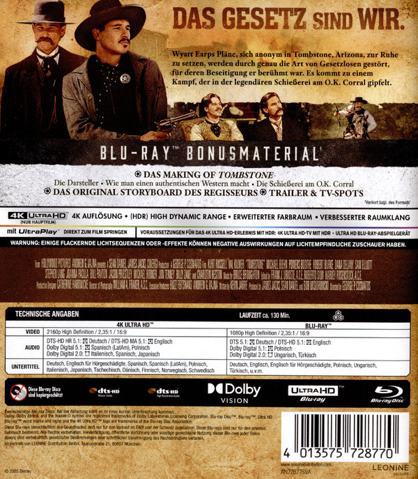 Tombstone  (4K Ultra HD) (+ Blu-ray) 