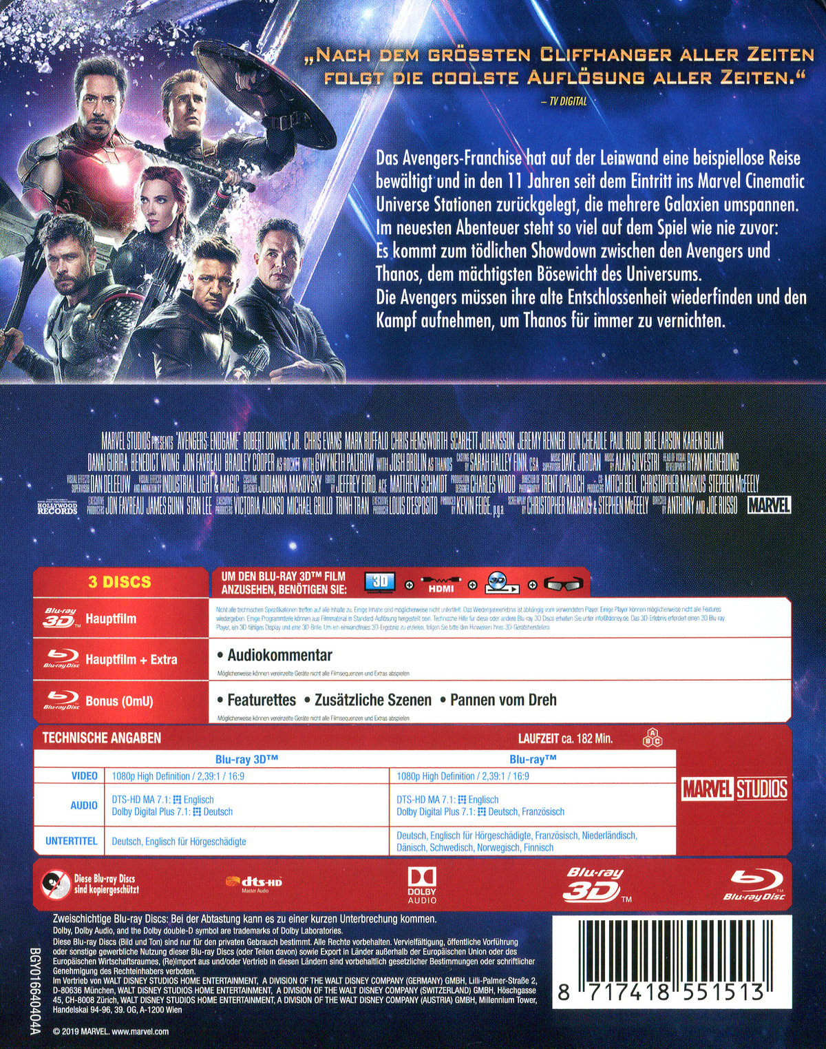 Avengers, The - Endgame 3D - Limited Steelbook Edition (3D blu-ray)