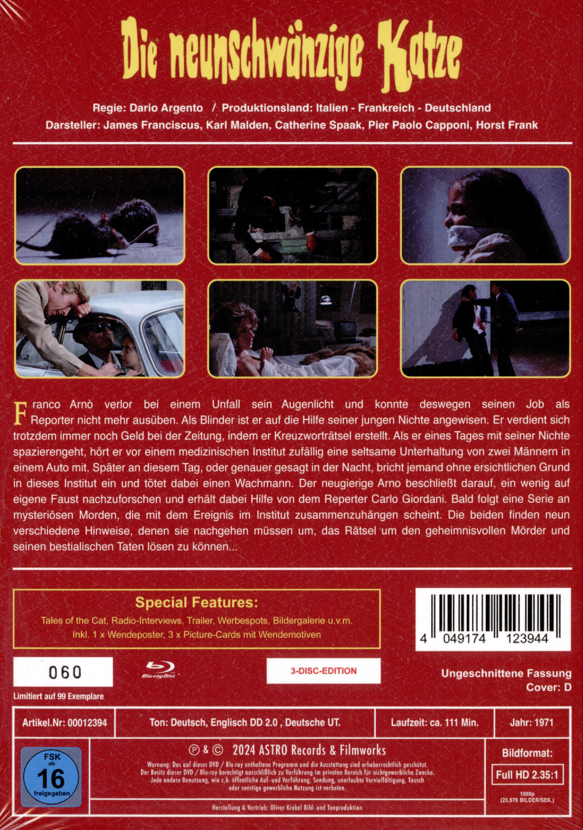 Neunschwänzige Katze, Die - Uncut Mediabook Edition  (DVD+blu-ray) (D)
