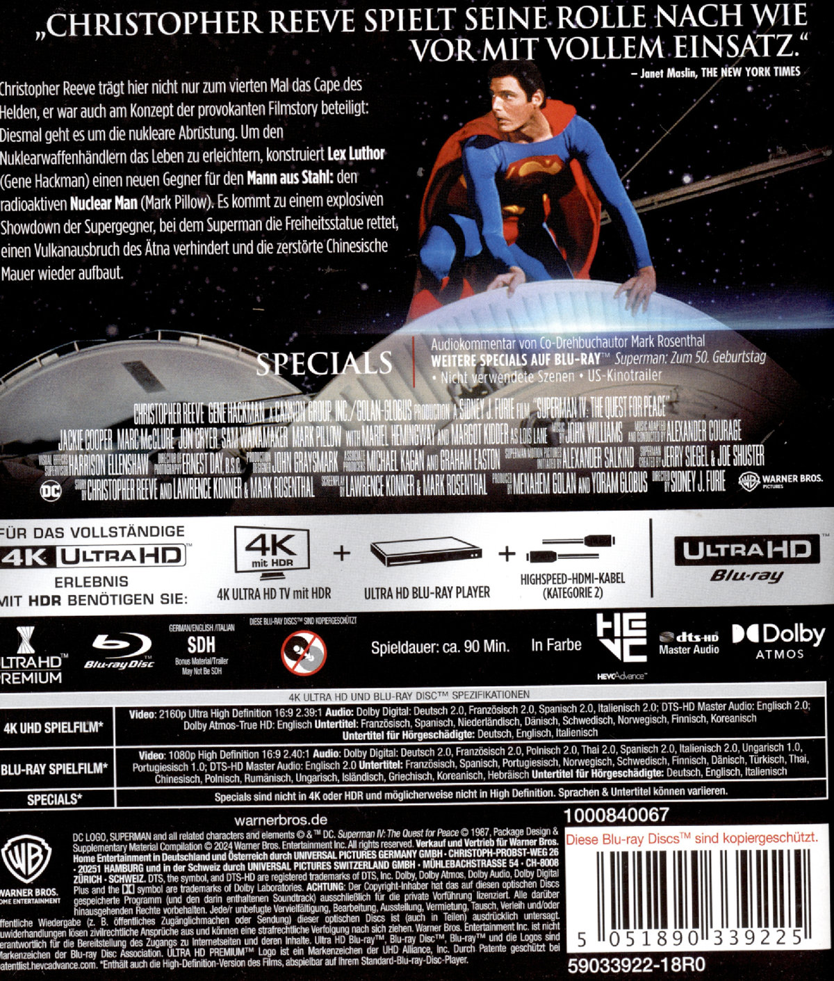 Superman 4: Die Welt am Abgrund  (4K Ultra HD)