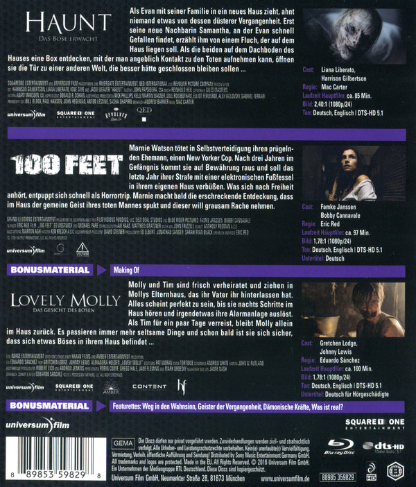 Haunt / 100 Feet / Lovely Molly (blu-ray)