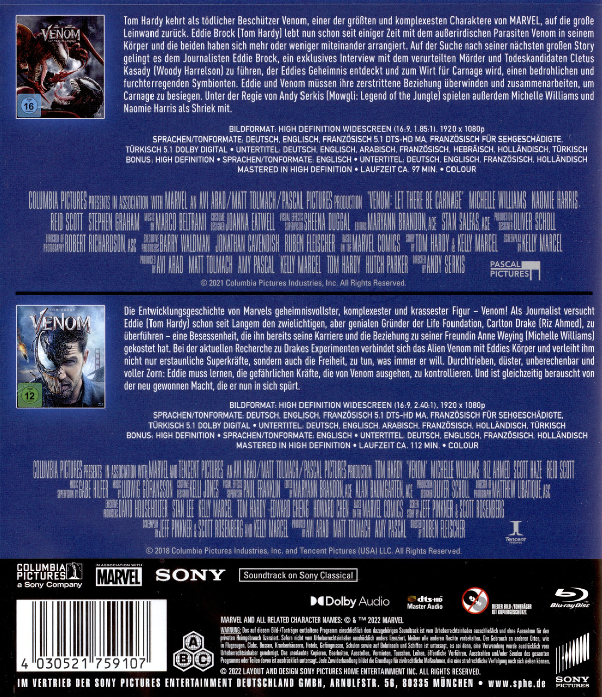 Venom 1+2 (blu-ray)