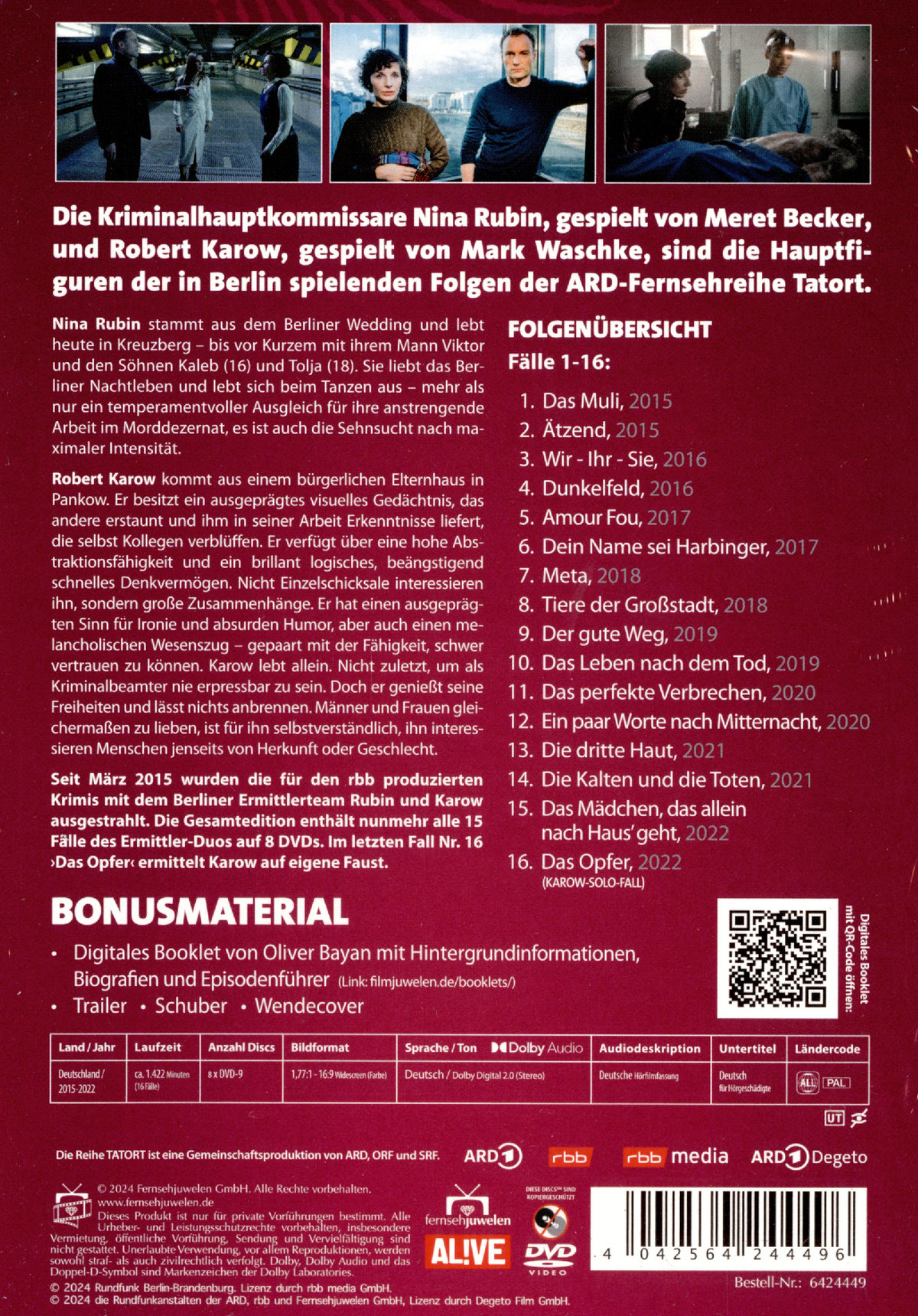 Tatort - Team Berlin: Rubin und Karow - Gesamtedition (Alle 16 Folgen mit Meret Becker & Mark Waschke) [8 DVDs]  (DVD)