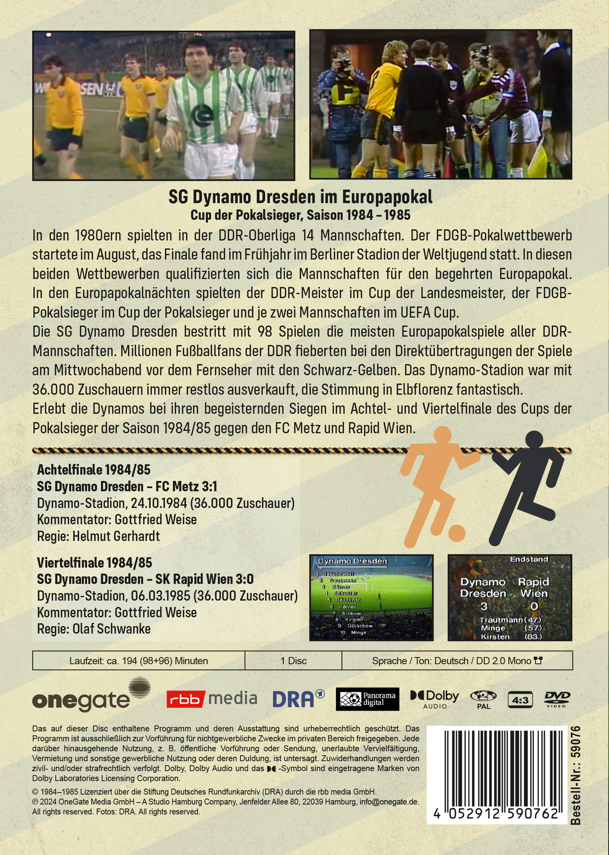 Direktübertragungen - SG Dynamo Dresden im Europapokal: Saison 1984-1985  (DVD)