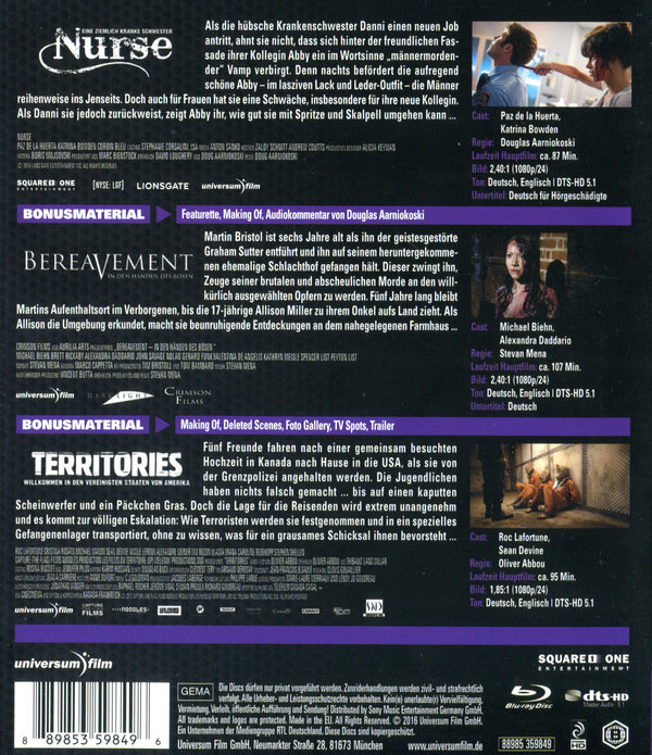 Nurse / Bereavement / Territories (blu-ray)