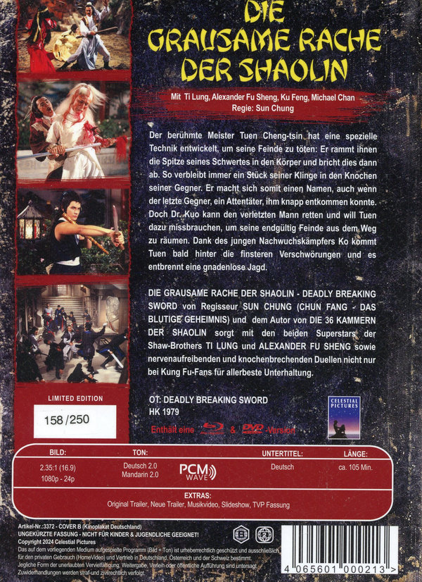 Die grausame Rache der Shaolin - Uncut Mediabook Edition  (DVD+blu-ray) (B)