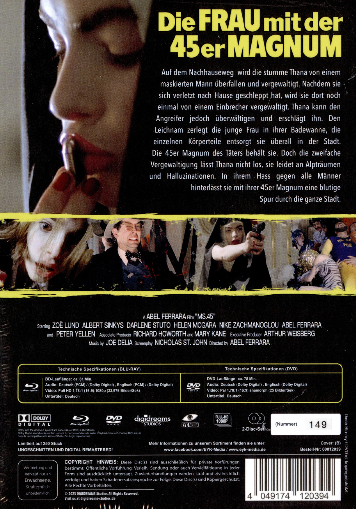 Frau mit der 45er Magnum, Die - Uncut Mediabook Edition (DVD+blu-ray) (B)
