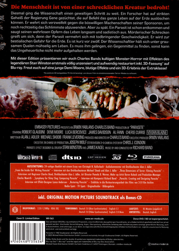 Parasite - Killer Parasit 3D - Uncut Mediabook Edition  (blu-ray) (D)