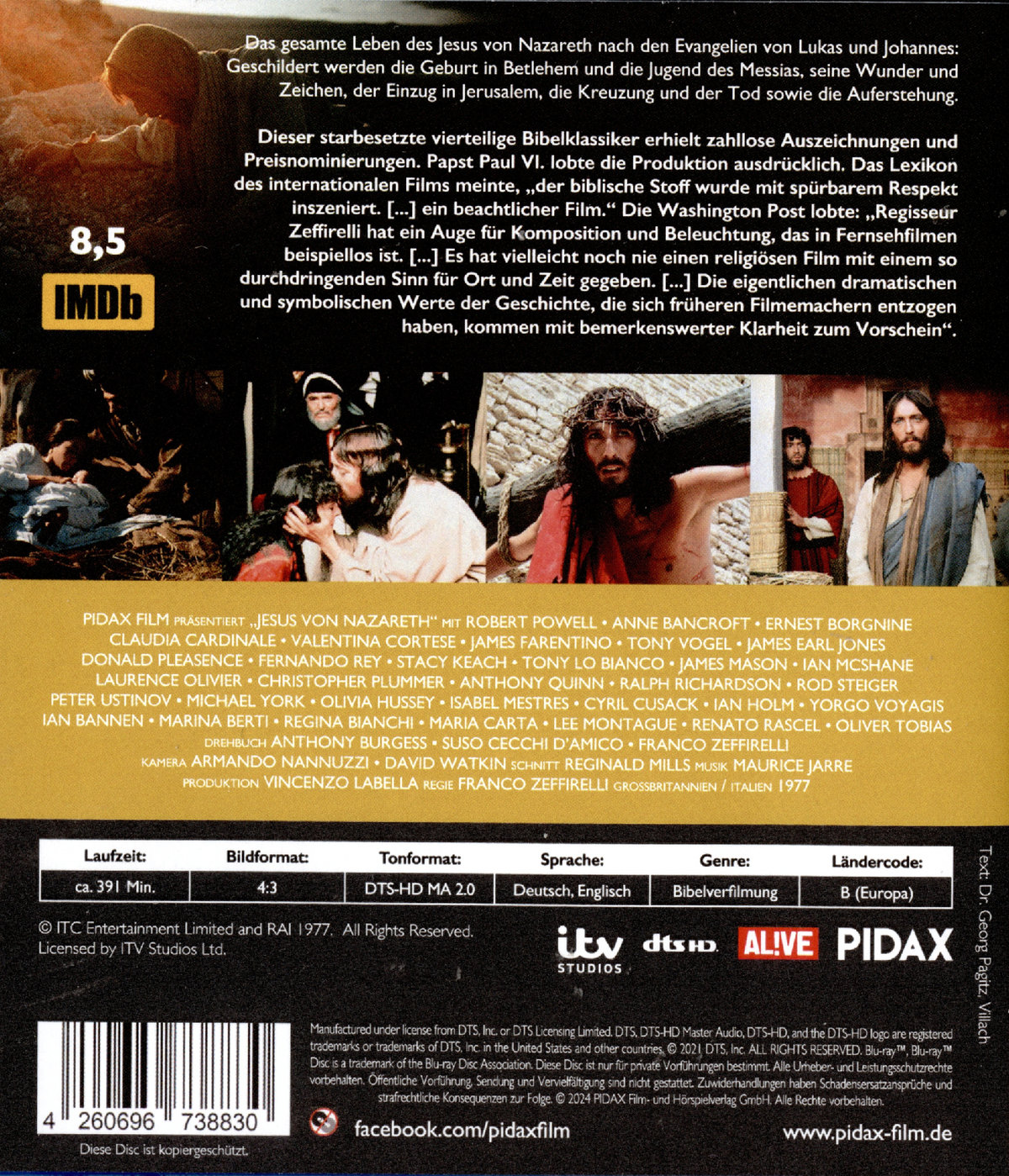 Jesus von Nazareth - Die Miniserie / Die komplette 4-teilige Miniserie mit Starbesetzung (Pidax Historien-Klassiker)  (Blu-ray Disc)