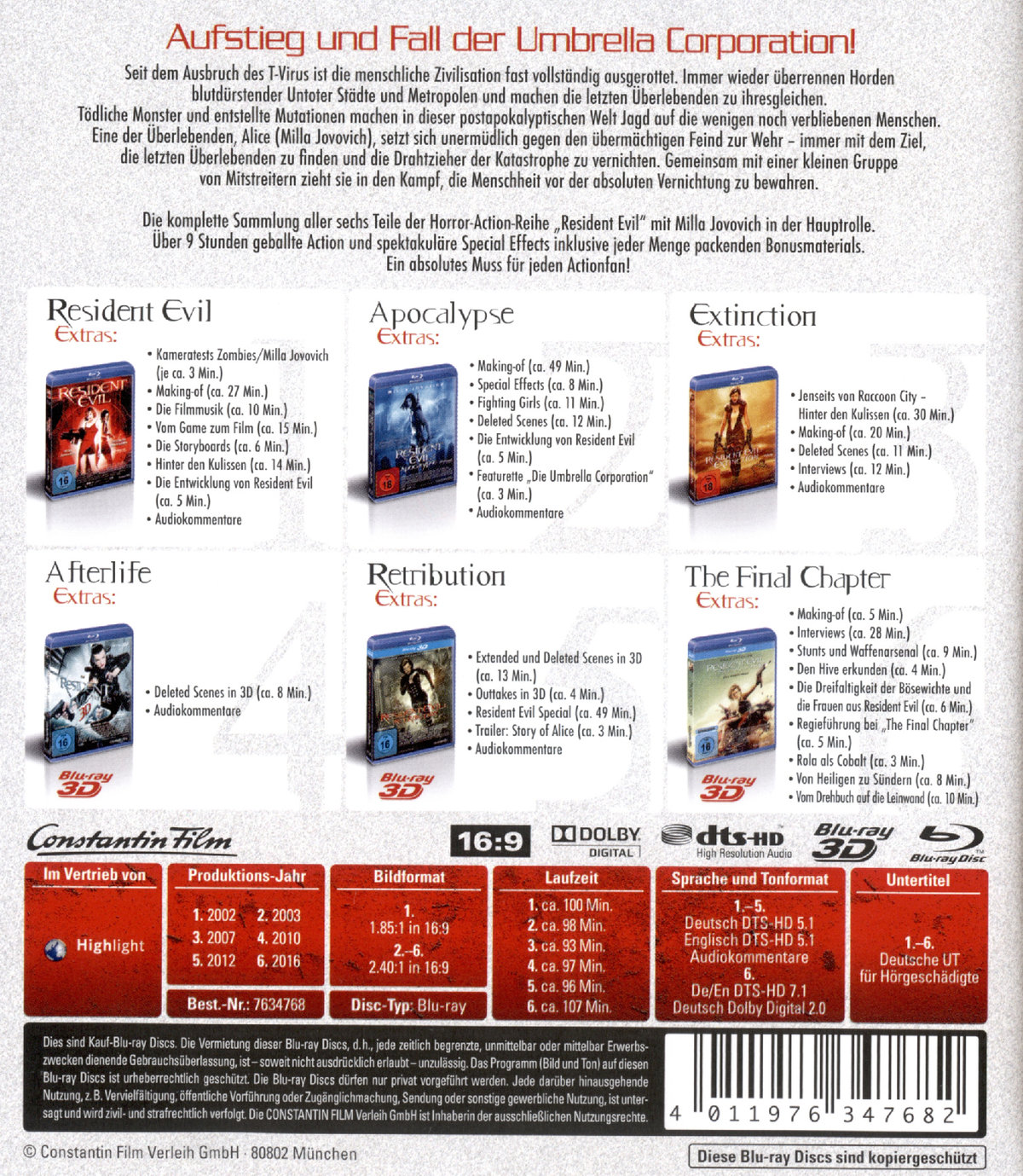 Resident Evil 1-6 (blu-ray)