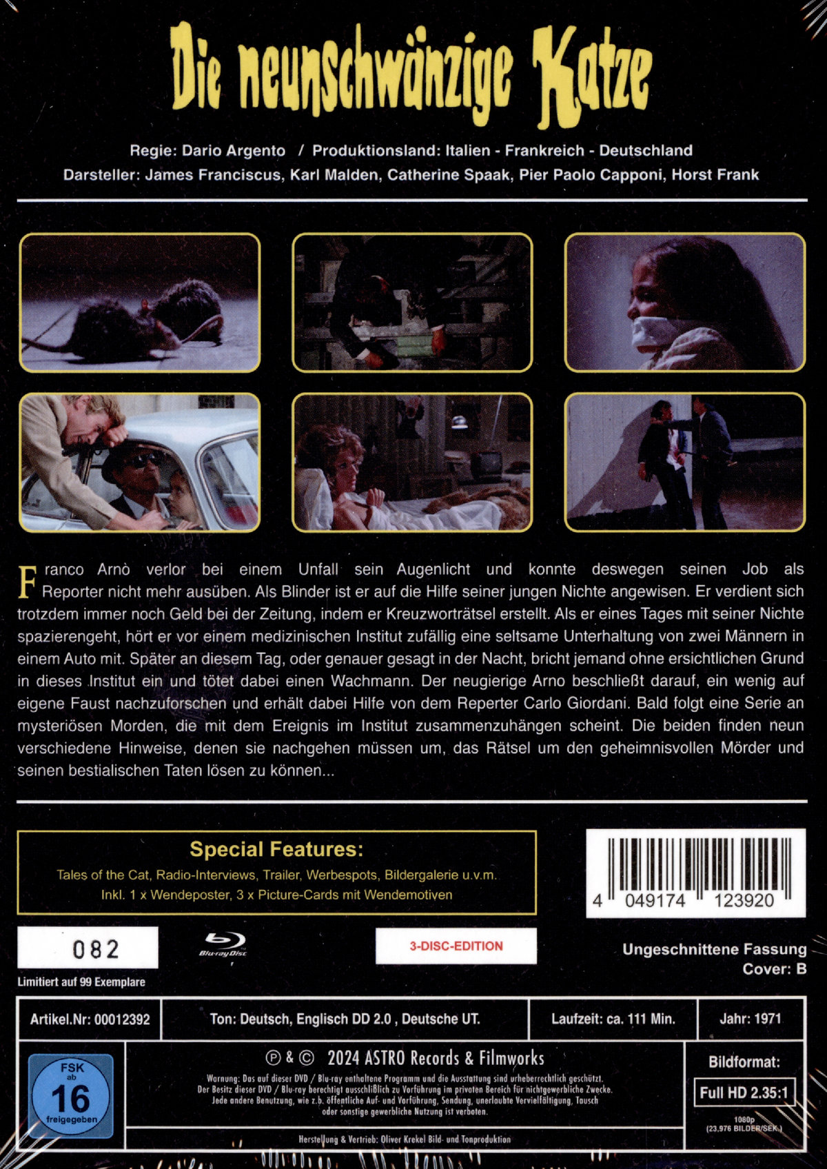 Neunschwänzige Katze, Die - Uncut Mediabook Edition  (DVD+blu-ray) (B)