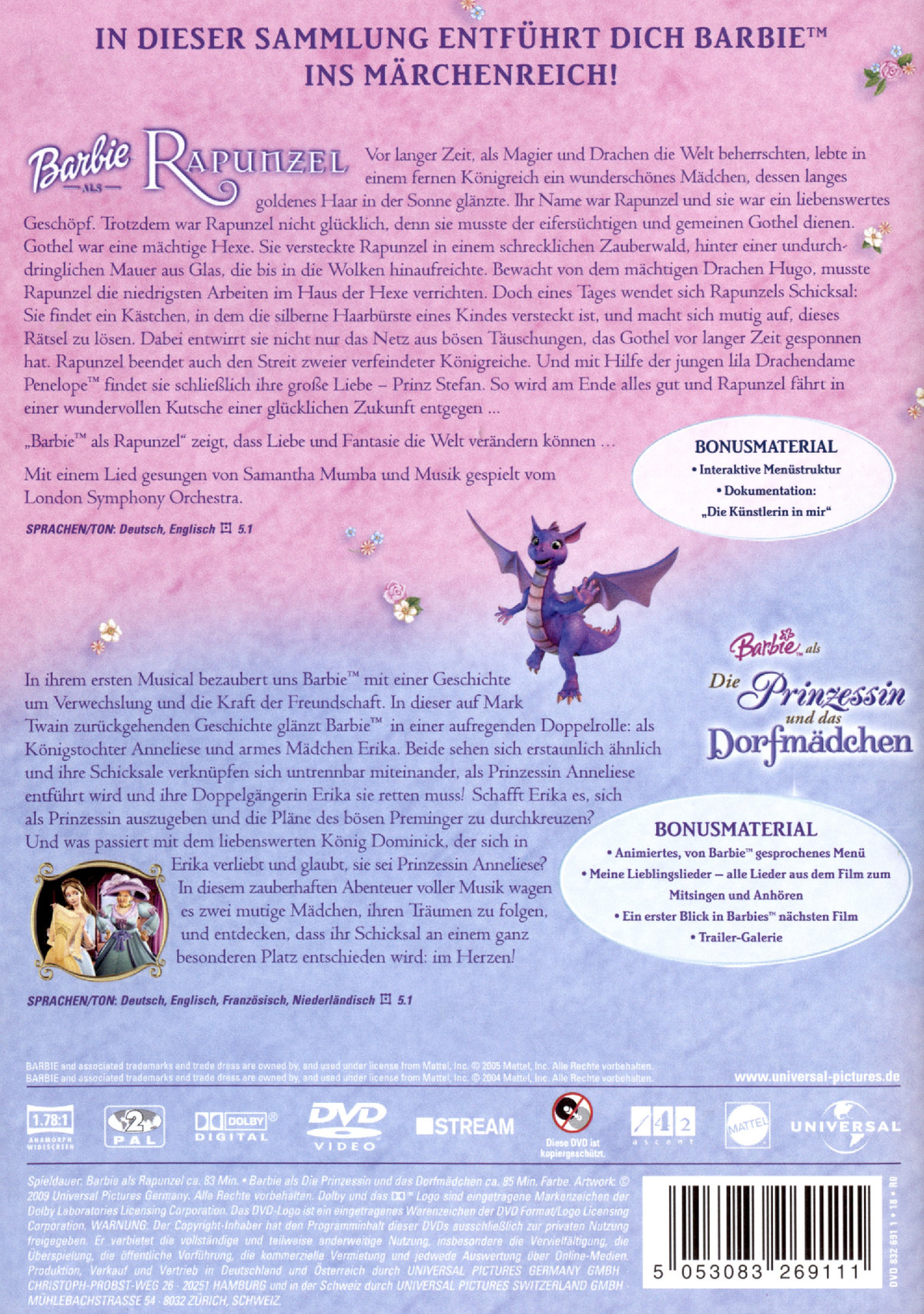 Barbie™ als Rapunzel & Barbie™ als Die Prinzessin und das Dorfmädchen  [2 DVDs]  (DVD)