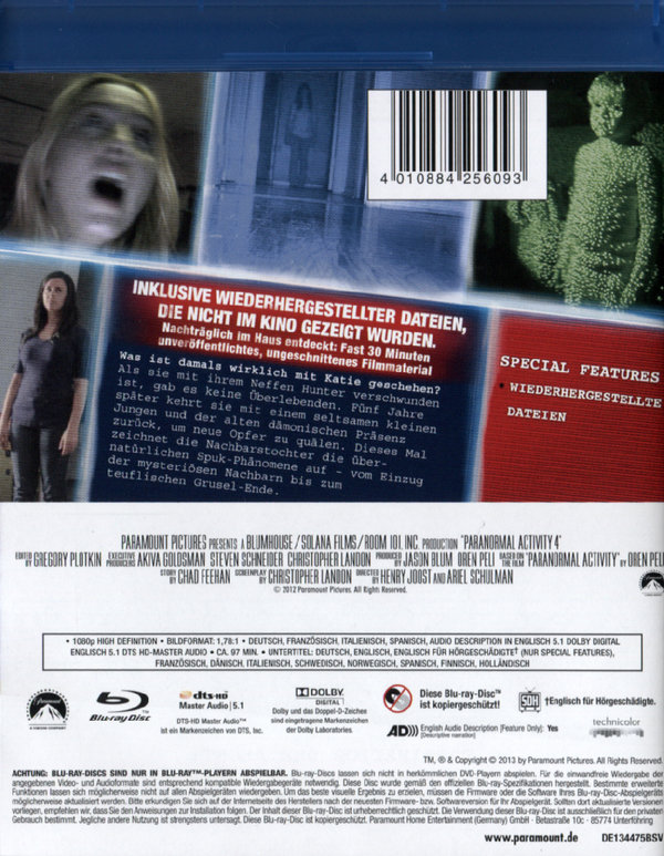 Paranormal Activity 4 - Extended Directors Cut (blu-ray)