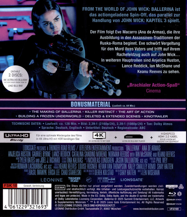 Ballerina - From the World of John Wick  (4K Ultra HD) (+ Blu-ray)