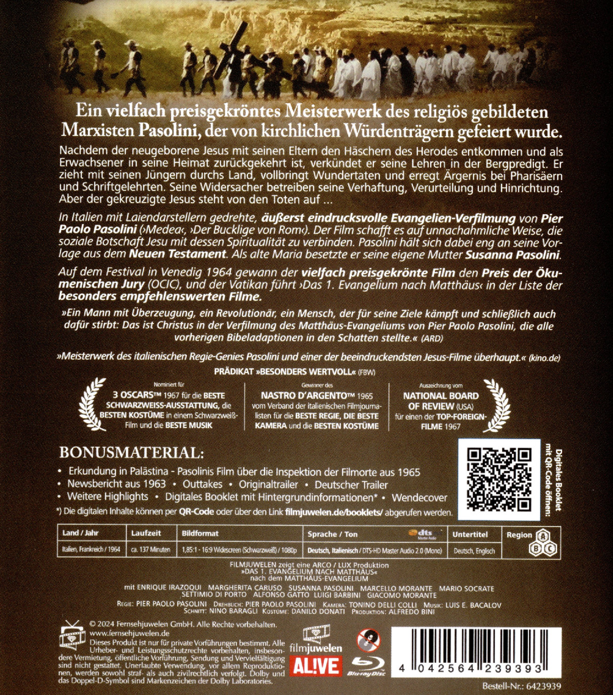 Das 1. Evangelium nach Matthäus - Das Meisterwerk von Pier Paolo Pasolini (Filmjuwelen) (Neuauflage)  (Blu-ray Disc)