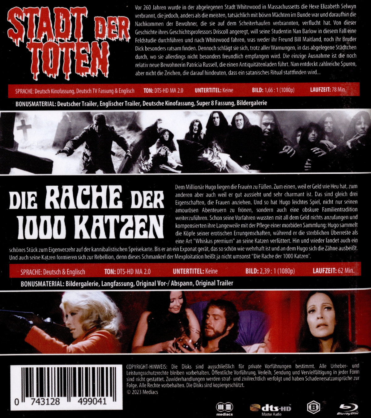 STADT DER TOTEN + DIE RACHE DER 1000 KATZEN - 2 Disc Uncut Horror BD Box  [2 BRs]  (Blu-ray Disc)