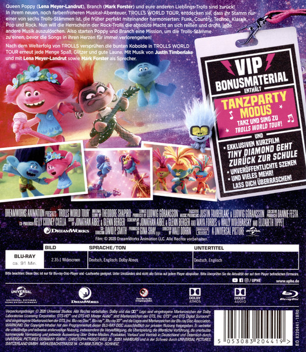 Trolls World Tour (blu-ray)