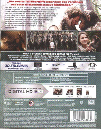 Planet der Affen - Revolution 3D (3D blu-ray)