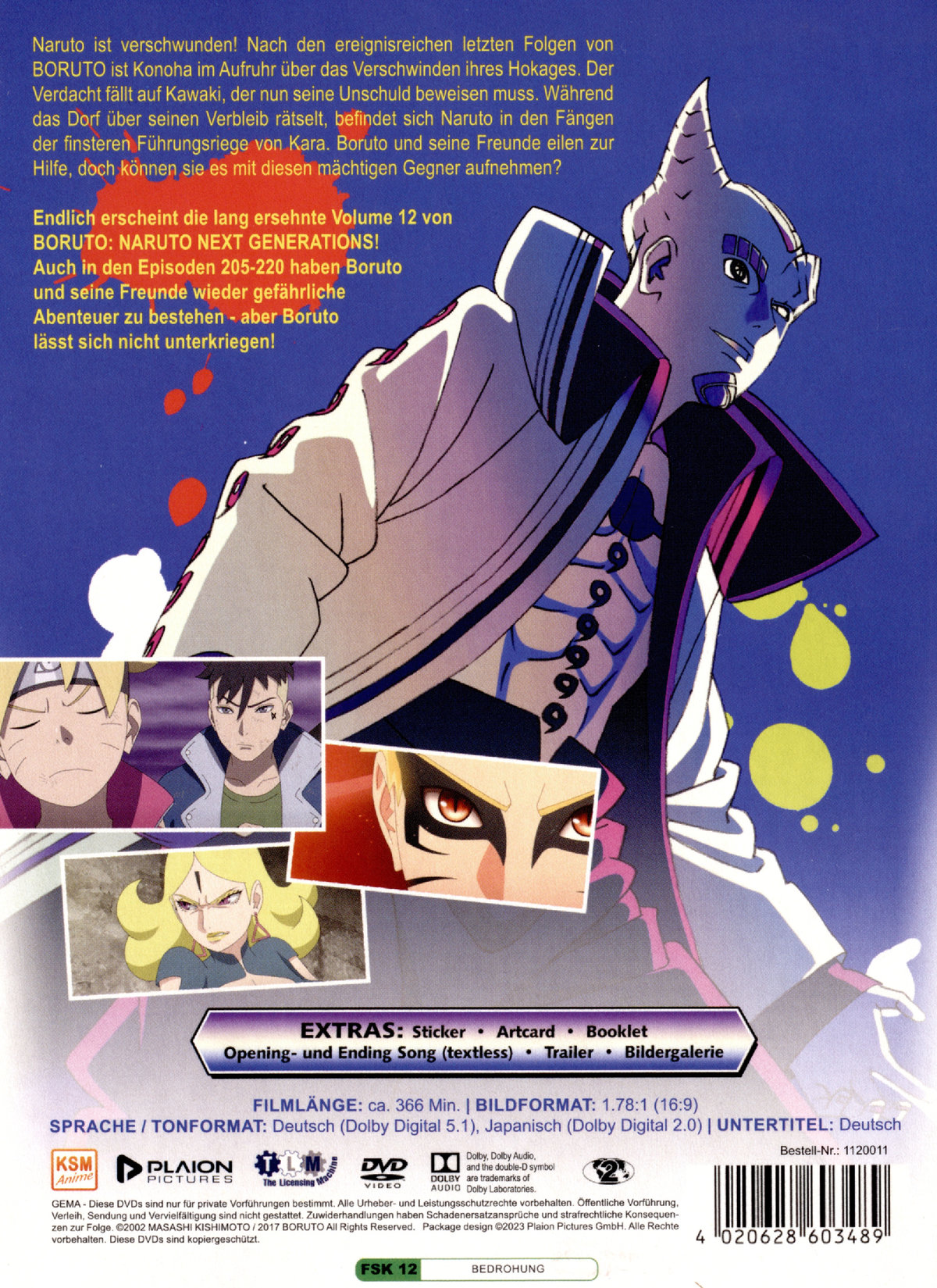 Boruto: Naruto Next Generations - Volume 12 (Ep. 205-220)  [3 DVDs]  (DVD)